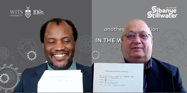 Wits VC Prof Zeblon Vilakazi left and Sibanye Stillwater CEO Mr Neal Froneman signed an MOU to support the Faculty of Engineering and the Built Environment Wits VC Prof Zeblon Vilakazi left and Sibanye Stillwater CEO Mr Neal Froneman signed an MOU to support the Faculty of Engineering and the Built Environment